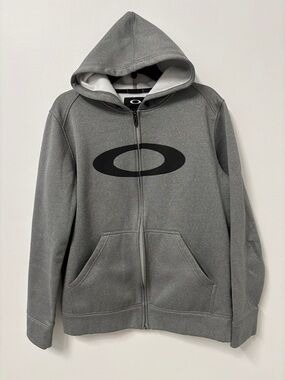 Oakley Gray Fleece Hoodie with Black Oval Logo Size M